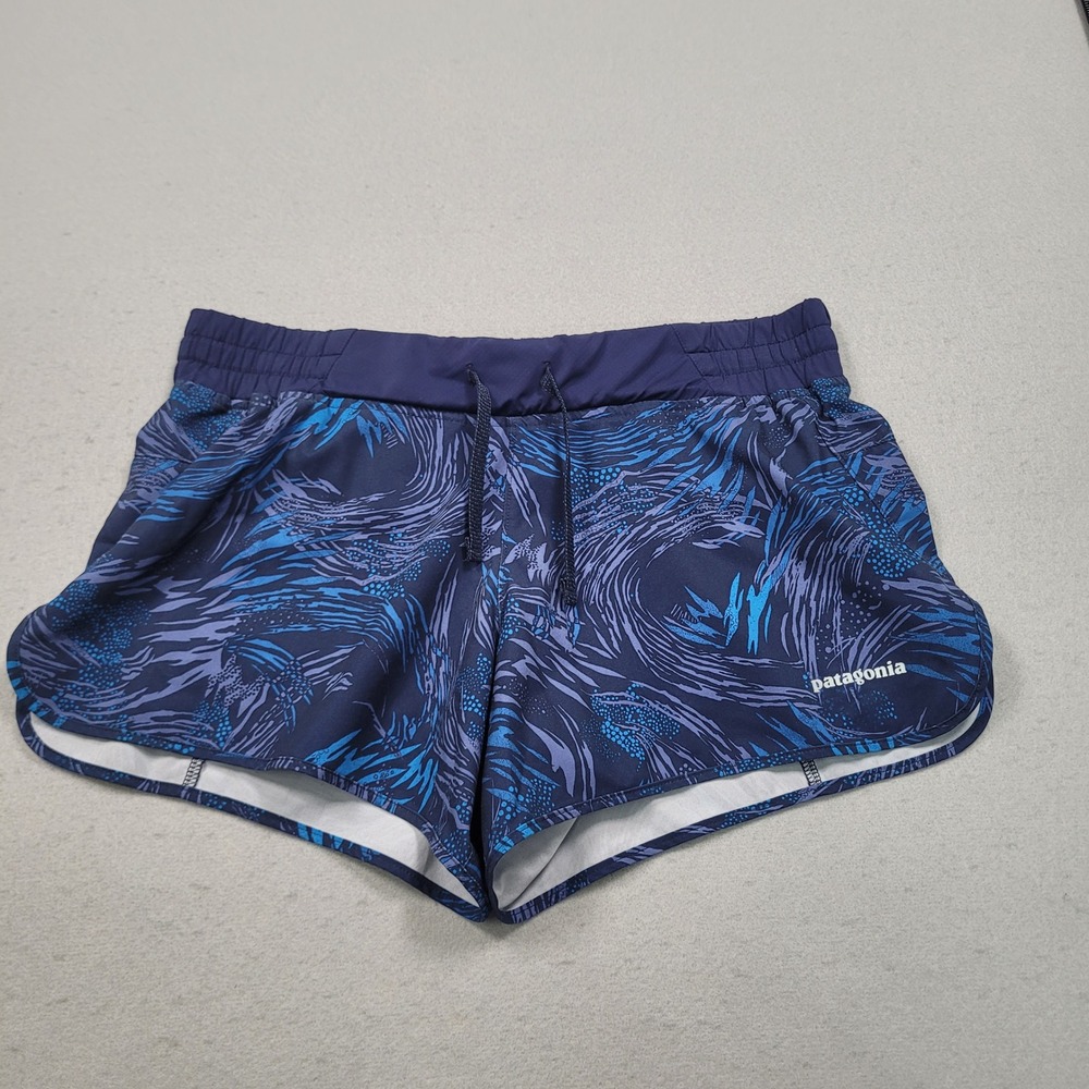 Patagonia Womens Strider Running Shorts Blue Abstract Print 57622 Small